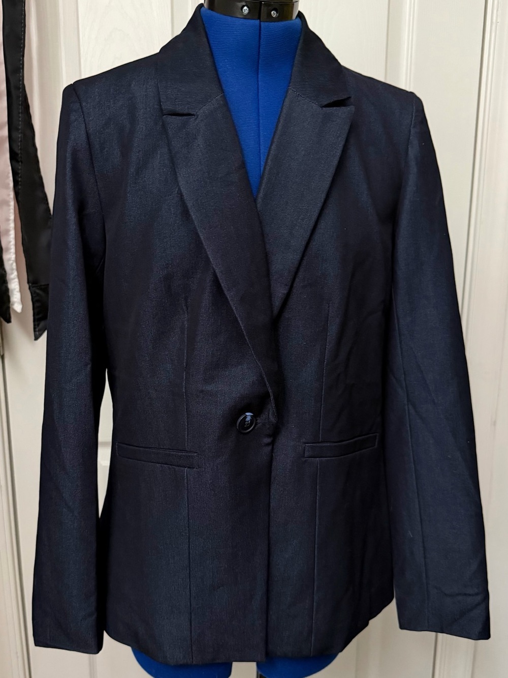 Zac & Rachel Women's Navy Dark Wash Single-Button Blazer